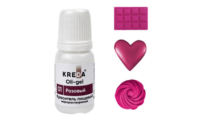 Краситель Жирорастворимый KREDA Oil-gel Розовый №01, 10мл | Кремико