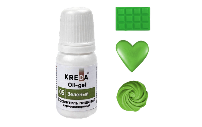 Краситель Жирорастворимый KREDA Oil-gel Зеленый №05, 10мл | Кремико