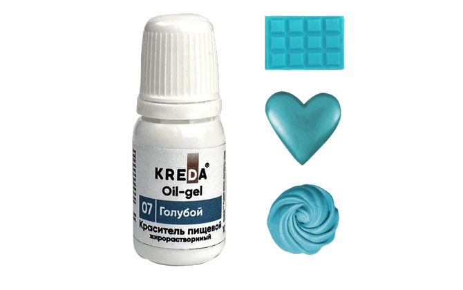 Краситель Жирорастворимый KREDA Oil-gel Голубой №07, 10мл | Кремико