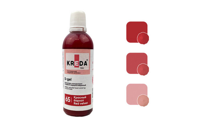 Краситель водорастворимый KREDA S-gel Красный бархат №65, 80мл | Кремико