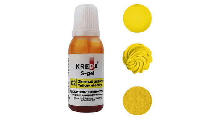 Краситель водорастворимый KREDA S-gel Желтый электро №02, 80мл | Кремико