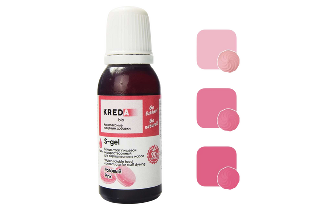 Краситель водорастворимый KREDA S-gel Розовый №20, 80мл | Кремико